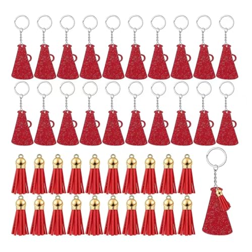 MISUVRSE Set Von 20 Acrylschlüsselketten Megaphonform Quasten Keychains Materialschlüsselhalter Für Handwerksanhängerdekorationen Geeignet von MISUVRSE