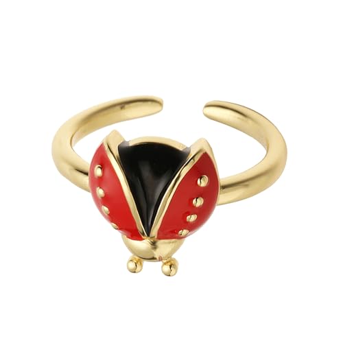 MISUVRSE Six Dot Ladybirds Schmuck Verstellbare Ringe Größe Lebendiger Handbemalter Emaillierter Dekoration Leichte Kupfer Mode Ringe Vielseitige Marienkäfer Design Kupfer MISUVRSE Six Dot Ladybirds Schmuck Verstellbare Ringe Größe Lebendiger Handbemalter Emaillierter Dekoration Leichte Kupfer Mode Ringe Vielseitige Marienkäfer Design Kupfer von MISUVRSE