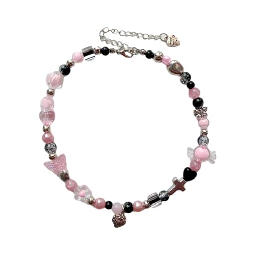 MISUVRSE Stilvolle Perlen-Choker-Halskette, modischer Halsschmuck, Acrylperlen, Choker für Damen und Mädchen von MISUVRSE