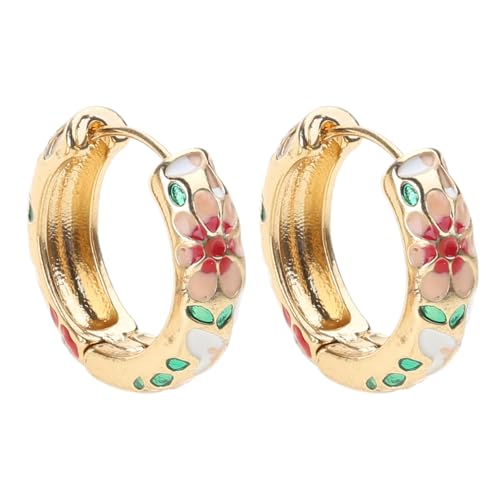 Mode Dangle Ohrringe Runden Kreis Hoop Geometrische Ohrringe Emaille Blumenohrschnallen Accessoires von MISUVRSE