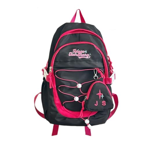 Multifunktionaler Nylon Rucksack Für Den Täglichen Gebrauch Kontrastfarbe Nylon Daypack Mit Münze Geldbörse Für Schüler Großer Buchbeutel Koreanischer Stil Rucksack von MISUVRSE