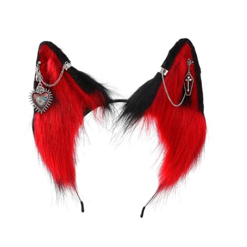 Quasten Kette Pelzige Ohr Hairhoop Für Frauen Plüsch Haarband LolitaStyle Kostüm Stirnband Party Requisiten Halloween Kopfschmuck Gothic Haarschmuck Haar Ornament Party Tanz Stirnband Plüsch von MISUVRSE