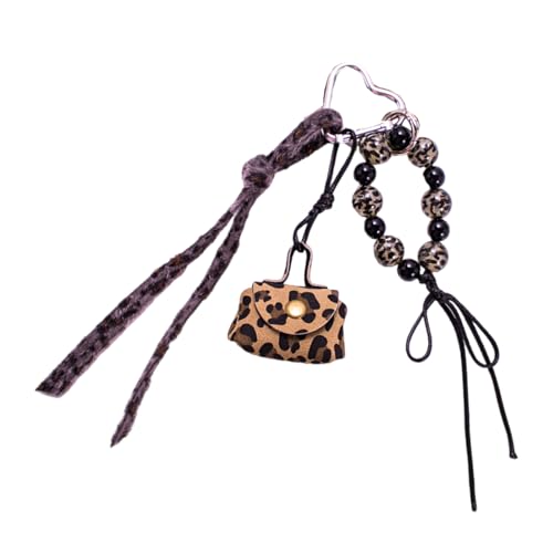 Stilvolle Leoparden Print Geldbeutel Schlüsselbund Mit Perlen Seilsäcke Charm Anheizt Anhänger Fashion Bag Accessoires Für Frauen Mädchen Perlen Seil Keychain von MISUVRSE