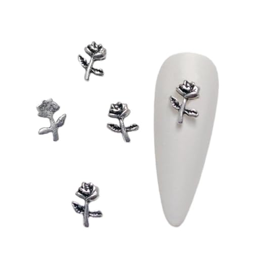 Wunderschöne 3D Rosen Nageldekoration Kunst Metalllegierung Nagelkunst Abziehbilder Schmuck Tipps Anhänger Maniküre Für Die Schmuckherstellung 3D Rosen Nagelkunst Mädchen Frauen Set von MISUVRSE