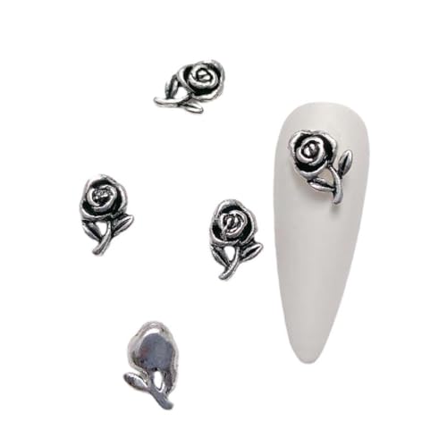 Wunderschöne 3D Rosen Nageldekoration Kunst Metalllegierung Nagelkunst Abziehbilder Schmuck Tipps Anhänger Maniküre Für Die Schmuckherstellung 3D Rosen Nagelkunst Mädchen Frauen Set von MISUVRSE