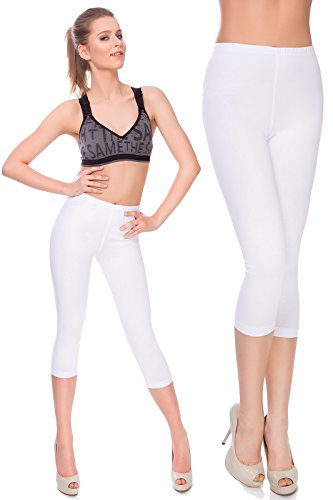 MITAAMI - Damen Leggings mit 3/4-Länge - auch in Übergrößen - Größe 36-56 - Weiß - 40 von MITAAMI