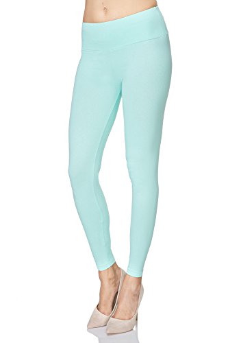 MITAAMI - Damen Leggings mit hohem Bund - Schlankmacher-Effekt - breiter Bund für einen flachen Bauch - Mintgrün - 40 von MITAAMI