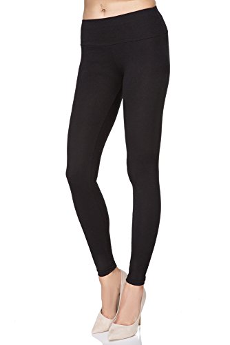 MITAAMI - Damen Leggings mit hohem Bund - Schlankmacher-Effekt - breiter Bund für einen flachen Bauch - Schwarz - 58 von MITAAMI