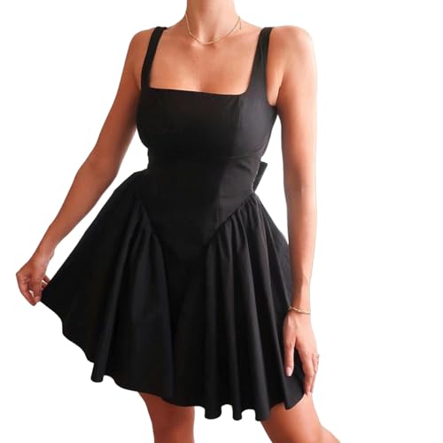 MITALITY Kleid Frühlings- Und Sommer -Frauen -Feste Farbe Rückenfreier Riemchenschuhe Hosenteil Kleid Low Geschnittenes Kurzes Kleid-c-m MITALITY Kleid Frühlings- Und Sommer -Frauen -Feste Farbe Rückenfreier Riemchenschuhe Hosenteil Kleid Low Geschnittenes Kurzes Kleid-c-m von MITALITY