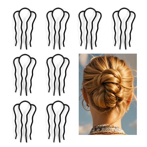 8 Stück Metall Haar Gabel Clip Haar Seitenkämme Haarnadeln Brötchen Hochsteckfrisur U-Form Französisch Twist Haar Styling Werkzeug Zubehör für Frauen und Mädchen Weihnachten von MITAOFAIRY