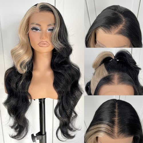 MITIMES 13 x 6 Skunk Stripe Perücke Glueless Spitze Frontperücken vorgezogene Kunstkörper Welle Blonde Perücke Wear And Go Perücke mit Frontnetz für schwarze Frauen MITIMES 13 x 6 Skunk Stripe Perücke Glueless Spitze Frontperücken vorgezogene Kunstkörper Welle Blonde Perücke Wear And Go Perücke mit Frontnetz für schwarze Frauen von MITIMES