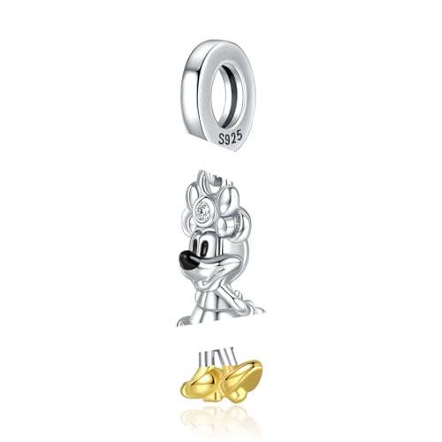 MITSOKU 100. Jahrestag Cartoon-Ratte Charm 925 Sterling Silber Frauen Armband Halskette Weihnachten Anhänger Valentinstag Muttertag Mädchen Geschenk von MITSOKU
