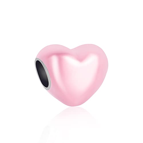MITSOKU Light Pink Herz Charm 925 Sterling Silber Frauen Armband Halskette Weihnachten Anhänger Valentinstag Muttertag Mädchen Geschenk von MITSOKU