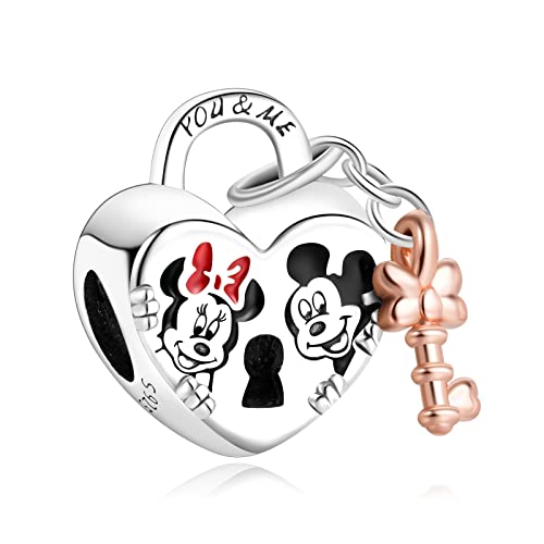 MITSOKU Herz Cartoon-Ratte Cartoon-Ratte Key Lock Charm 925 Sterling Silber Frauen Armband Halskette Weihnachten Anhänger Valentinstag Muttertag Mädchen Geschenk von MITSOKU