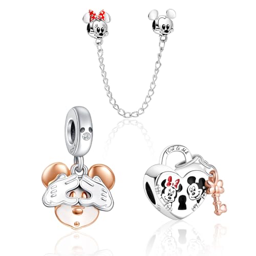 MITSOKU Cartoon Maus Herz Cartoon Maus Cartoon Maus Sicherheitskette Charm 925 Sterling Silber Frauen Armband Halskette Weihnachten Anhänger Valentinstag Muttertag Mädchen Geschenk von MITSOKU