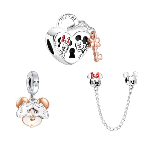 MITSOKU Cartoon Maus Herz Cartoon Maus Cartoon Maus Sicherheitskette Charm 925 Sterling Silber Frauen Armband Halskette Weihnachten Anhänger Valentinstag Muttertag Geschenk von MITSOKU