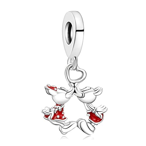 MITSOKU Cartoon-Ratte Kisses Cute Cartoon-Ratte Charm 925 Sterling Silber Frauen Armband Halskette Weihnachten Anhänger Valentinstag Muttertag Mädchen Geschenk von MITSOKU
