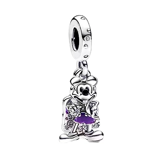 MITSOKU Micky Maus baumelnd Charm 925 Sterling Silber Frauen Armband Halskette Weihnachten Anhänger Valentinstag Muttertag Mädchen Geschenk von MITSOKU