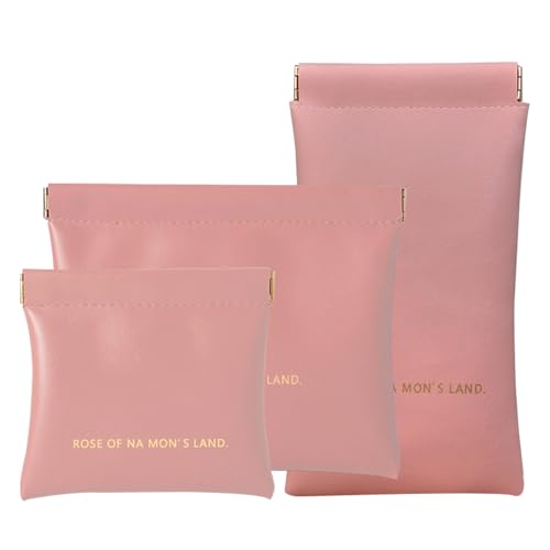 MIUPOO Taschen Kosmetiktaschen Set,Geldbeutel Damen,Tragbare Mini Portemonnaie,Selbstschließend Reise Make up Tasche,Mini Tasche Für Kosmetik Kopfhörer Schmuck Karten Schlüssel,3 Stück,Rosa. von MIUPOO