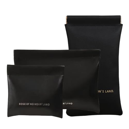 MIUPOO Taschen Kosmetiktaschen Set,Geldbeutel Damen,Tragbare Mini Portemonnaie,Selbstschließend Reise Make up Tasche,Mini Tasche Für Kosmetik Kopfhörer Schmuck Karten Schlüssel,3 Stück,Schwarz. von MIUPOO