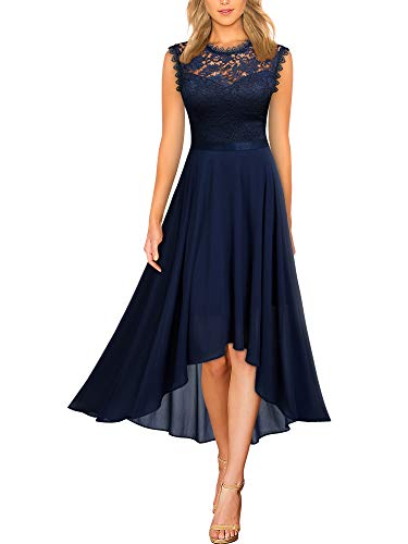 MIUSOL Damen Formal Retro Spitzen Blumen Abendkleider Brautjungfer Party Kleid（Navy Blau，Gr.S） von MIUSOL