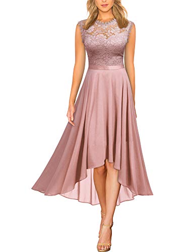 MIUSOL Damen Formal Retro Spitzen Blumen Abendkleider Brautjungfer Party Kleid（Rosa，Gr.2XL） von MIUSOL