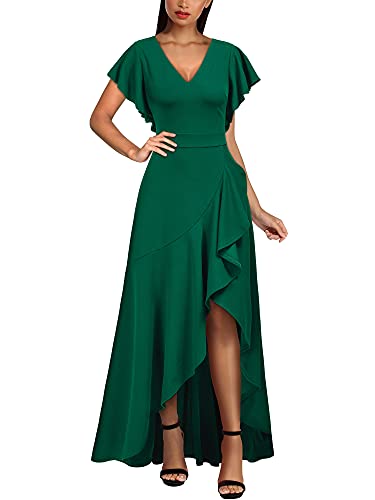 MIUSOL Damen V-Ausschnitt Langes Split Kleid Cocktail Party Abendkleid Grün Gr.L von MIUSOL
