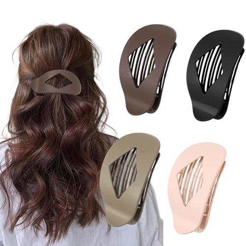 Haarklammer Groß 4er Set, Flache Haarspangen, Entenschnabel Haarspange, Damen Rutschfeste French Haarklammern, Flat Claw Clip für Dickes und Dünnes Haar (Einfarbig) von MIUUIPI