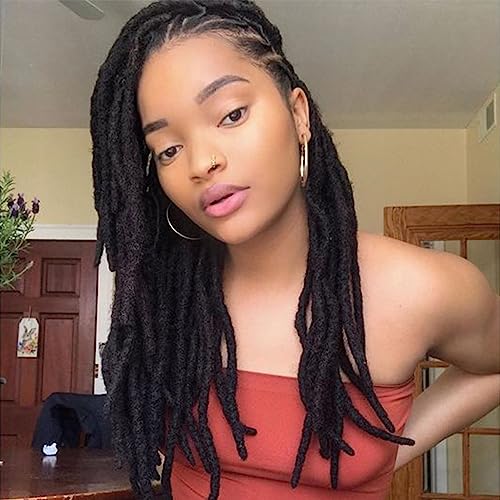 Dreadlock Extensions Human Hair 12 Zoll 0,6 cm Breite 20 Strands Locs Extensions Real Human Hair, Natural Black for Women Men Kids Full Handmade Permanent Locs Can Be Dyed and Bleached von MIUULAAR