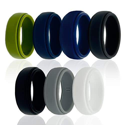MIVAIUN 7 Stück 20 6 mm Schmuck Silikon Ehering für Männer Gummi Verlobungsringe für Männer Atmungsaktive Gummi Eheringe Angenehm zu Tragen Sicher und Langlebig für Sport und Outdoor (7 Stück) von MIVAIUN