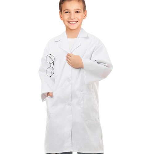 MIVAIUN Laborkittel Arztkittel für Kinder, Kinder Weißer Arztkittel Laborkittel Weiße Robbe, Kinder Wissenschaftler Arzt Kostüm Doktor Wissenschaftler Dress Up Zubehör für Jungen Mädchen (S) von MIVAIUN