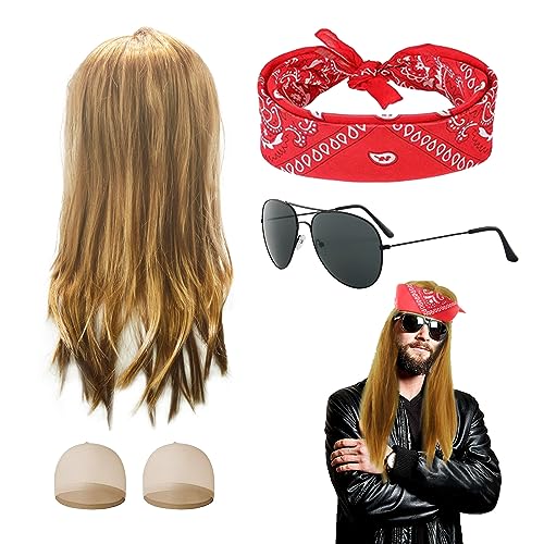 MIVAIUN Rockstar Kostüm,70er 80er Jahre Disco Perücke,Punker Kostüm Zubehör, Punker Rockstar Kostüm Accessoires,Karneval Disco-Party Rock 'n' Roll Party Musik-Festival Halloween (5 PCS) von MIVAIUN