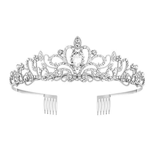 MIVAIUN Tiara Kristallkrone mit Strasskamm Strass Tiara Hochzeit Tiara Hochzeit Braut Strass Krone für Geburtstags Hochzeit Abschlussball Prinzessinnenpartys Frauen und Mädchen von MIVAIUN
