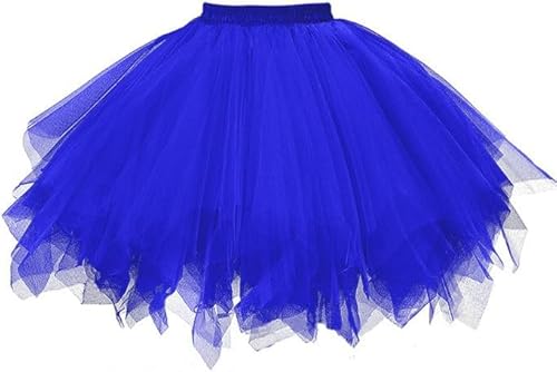 MIVORA Damen Tüllrock 50er, Elastisch Ballett Tutu Rock Petticoat Unterrock Tütü Rock, Ballet Tanzrock Rockabilly Tanzkleid Ballkleid Kurz Retro Cosplay Kostüme Prom Abendkleider(Blau) von MIVORA
