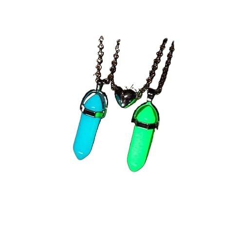 Halskette Damen,2 Stücke Blau Grün Leuchtende Naturstein Hexagon Kristall Anhänger Halskette Magnetische Paar Halsketten Herz Entfernung Choker Energie Edelstein Schmuck Für Frauen Männer Gesch Halskette Damen,2 Stücke Blau Grün Leuchtende Naturstein Hexagon Kristall Anhänger Halskette Magnetische Paar Halsketten Herz Entfernung Choker Energie Edelstein Schmuck Für Frauen Männer Gesch von MIVY