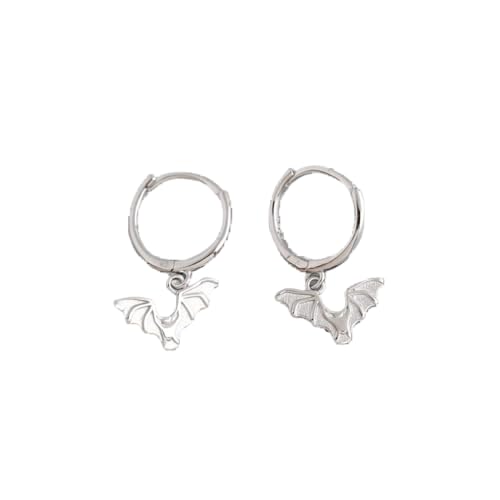 MIVY Ohrringe Damen,925 Sterling Silber Creolen Für Damen Mode Halloween Fledermaus Dangler Creolen Silber Farbe Tiere Huggie Ohrringe Eleganter Charme Schmuck Für Frauen von QCJQSH