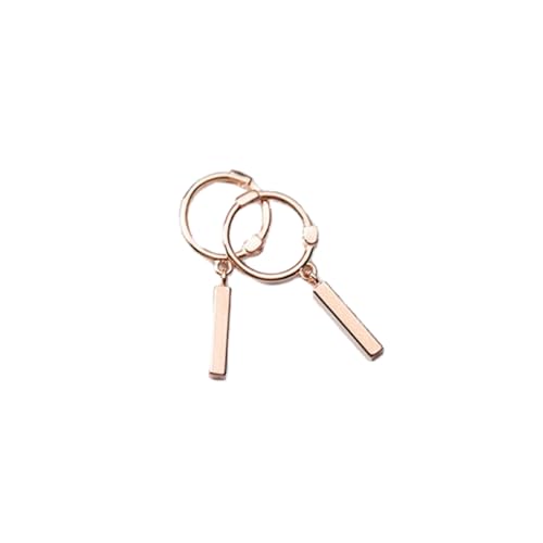 QCJQSH Ohrringe Herren,Creolen Aus 925Er Sterlingsilber Für Frauen, Klassischer Creolen-Ohrring, Geometrischer Stick-Anhänger, Roségold, Huggie-Ohrringe, Trendige Party, Exquisiter Charm-Schmuck F von QCJQSH