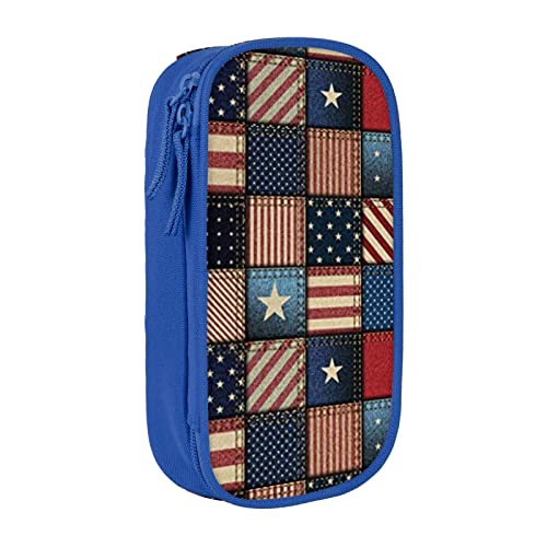 MIWOIE Amerikanische Flagge Patchwork Federmäppchen Tragbar Federmäppchen Büro, blau, Einheitsgröße, Lässiger Tagesrucksack von MIWOIE