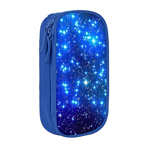 MIWOIE Blaue glänzende Sterne Federmäppchen Tragbar Federmäppchen Büro, blau, Einheitsgröße, Lässiger Tagesrucksack von MIWOIE