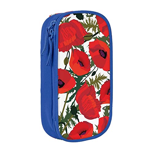 MIWOIE Federmäppchen mit Mohnblumen-Muster, Federmäppchen, tragbar, Büro., blau, Einheitsgröße, Lässiger Tagesrucksack von MIWOIE