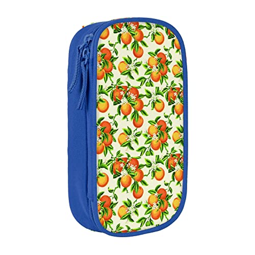 MIWOIE Federmäppchen mit gelben Blüten und Orangenfrüchten, Federmäppchen, Federmäppchen, tragbares Federmäppchen, Büro., blau, Einheitsgröße, Lässiger Tagesrucksack von MIWOIE