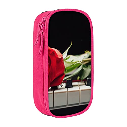 MIWOIE Rote Rose auf Klavier Federmäppchen, Federmäppchen, Federmäppchen, tragbar, Büro., rose, Einheitsgröße, Lässiger Tagesrucksack von MIWOIE