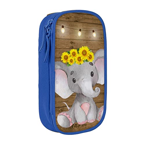 MIWOIE Sonnenblume Elefant Holz Boden Federmäppchen Tragbar Federmäppchen Büro, blau, Einheitsgröße, Lässiger Tagesrucksack von MIWOIE