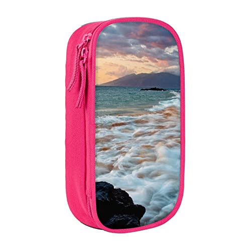 MIWOIE Strand Maui Hawaii Sonnenuntergang Meer Wellen Wolken Federmäppchen Tragbar Federmäppchen Büro, rose, Einheitsgröße, Lässiger Tagesrucksack von MIWOIE