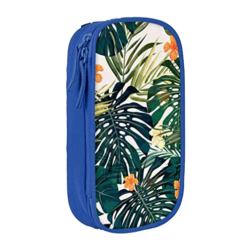 MIWOIE Tropische Sommer Hawaii Blume Palm Leaves Federmäppchen Tragbar Federmäppchen Büro, blau, Einheitsgröße, Lässiger Tagesrucksack von MIWOIE
