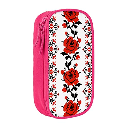 MIWOIE Ukrainische Stickerei Stil Rose Federmäppchen Tragbar Federmäppchen Büro, rose, Einheitsgröße, Lässiger Tagesrucksack von MIWOIE