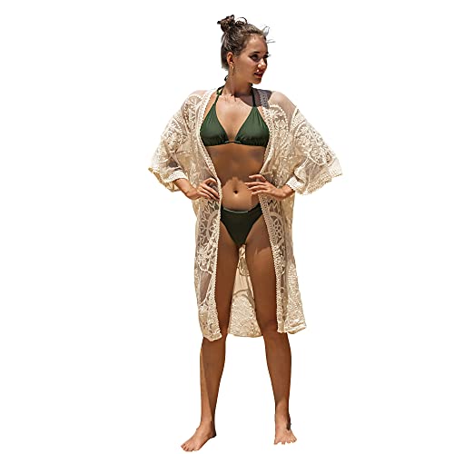 MIXIDON Bikini Cover up Cardigan Sommer Kimono Damen Strand Bikini überwurf Strand Cardigan Pareos & Strandkleider fã¼r Damen Spitze Kimono Reis von MIXIDON