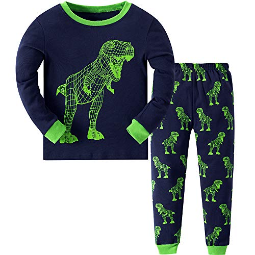 MIXIDON Jungen Schlafanzug Dinosaurier Pyjama Langarm Pyjama Set Kinder Baumwolle Winter Nachtwäsche 98 104 110 116 122 128 134 von MIXIDON