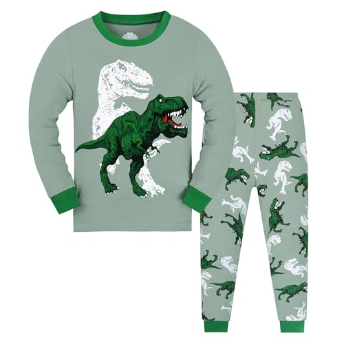 MIXIDON Jungen Schlafanzug Dinosaurier Pyjama Langarm Pyjama Set Kinder Baumwolle Winter Nachtwäsche 98 104 110 116 122 128 134 von MIXIDON