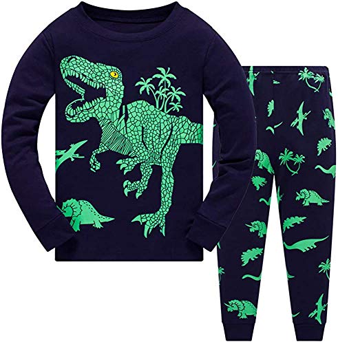 MIXIDON Jungen Schlafanzug Dinosaurier Pyjama Langarm Pyjama Set Kinder Baumwolle Winter Nachtwäsche 98 104 110 116 122 128 134 von MIXIDON